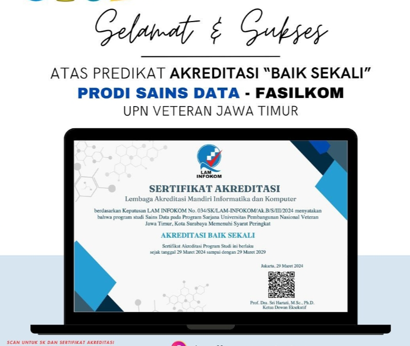 Selamat dan Sukses Akreditasi “BAIK SEKALI” Progdi Sains Data